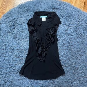 Vintage Marciano 90's Y2K Ruffled Silk Top Size S